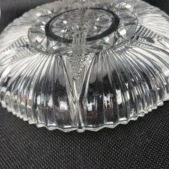 Vintage Clear Cut Glass Round Divided Dish - Relish, candy, condiments - Picture 5 of 6